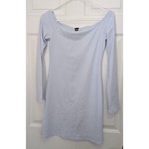 Long Sleeve Mini Dress Light Blue Size Medium Off Shoulder